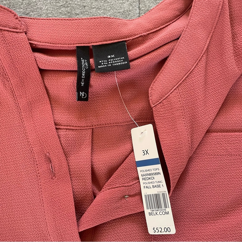 New Directions Dusty‎ Pink Button-Up Blouse - Picture 2 of 4